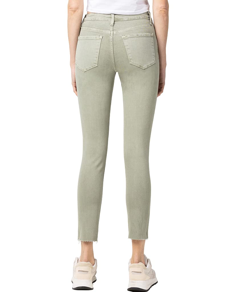 VERVET by Flying Monkey Special Washed Denim Skinny Jeans for Women - Olive Green Mid-Rise Stretch Denim Pants | Casual Wear, Date Night, Office Outfits