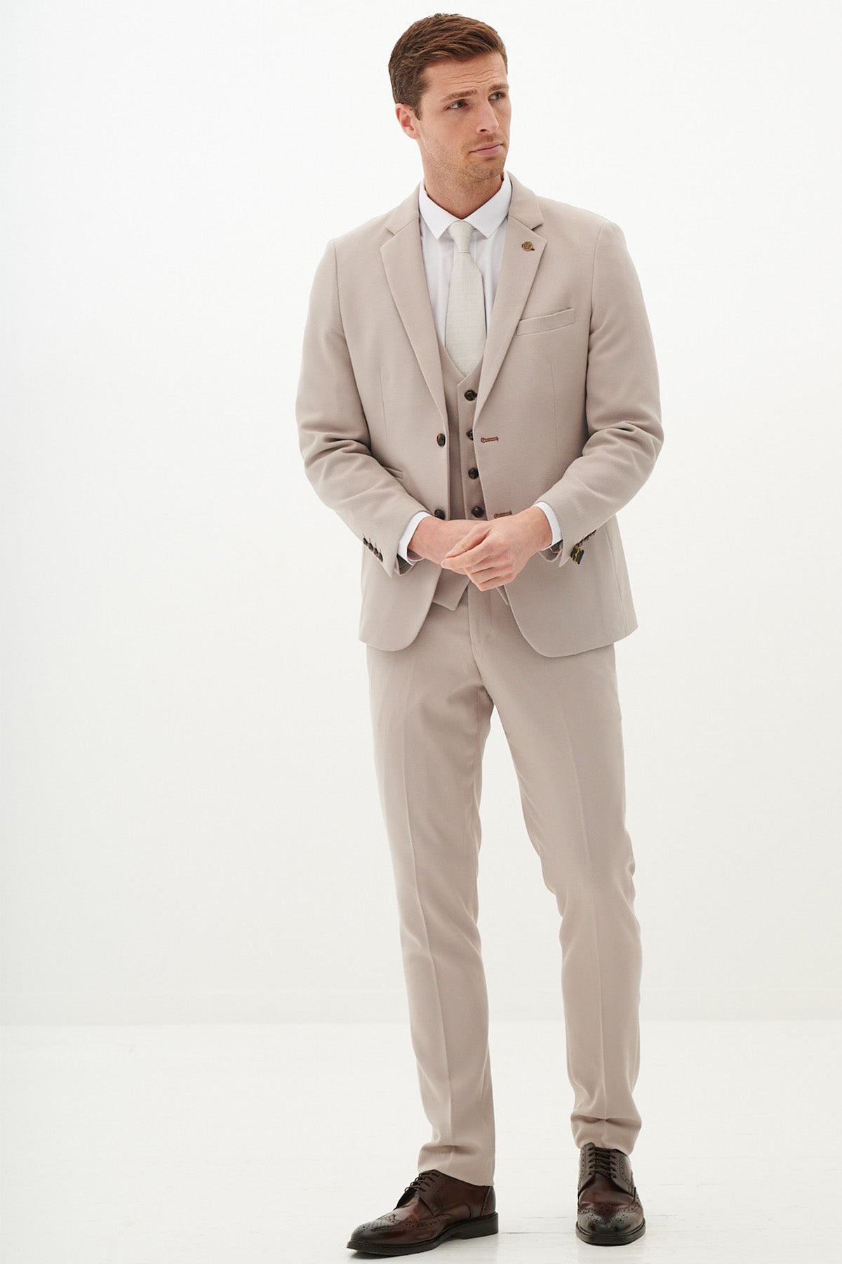 Harry Maguire Wedding Suit HM5 Stone Three-Piece Suit for Men - Perfect for Weddings, Prom, Formal Events & Special Occasions