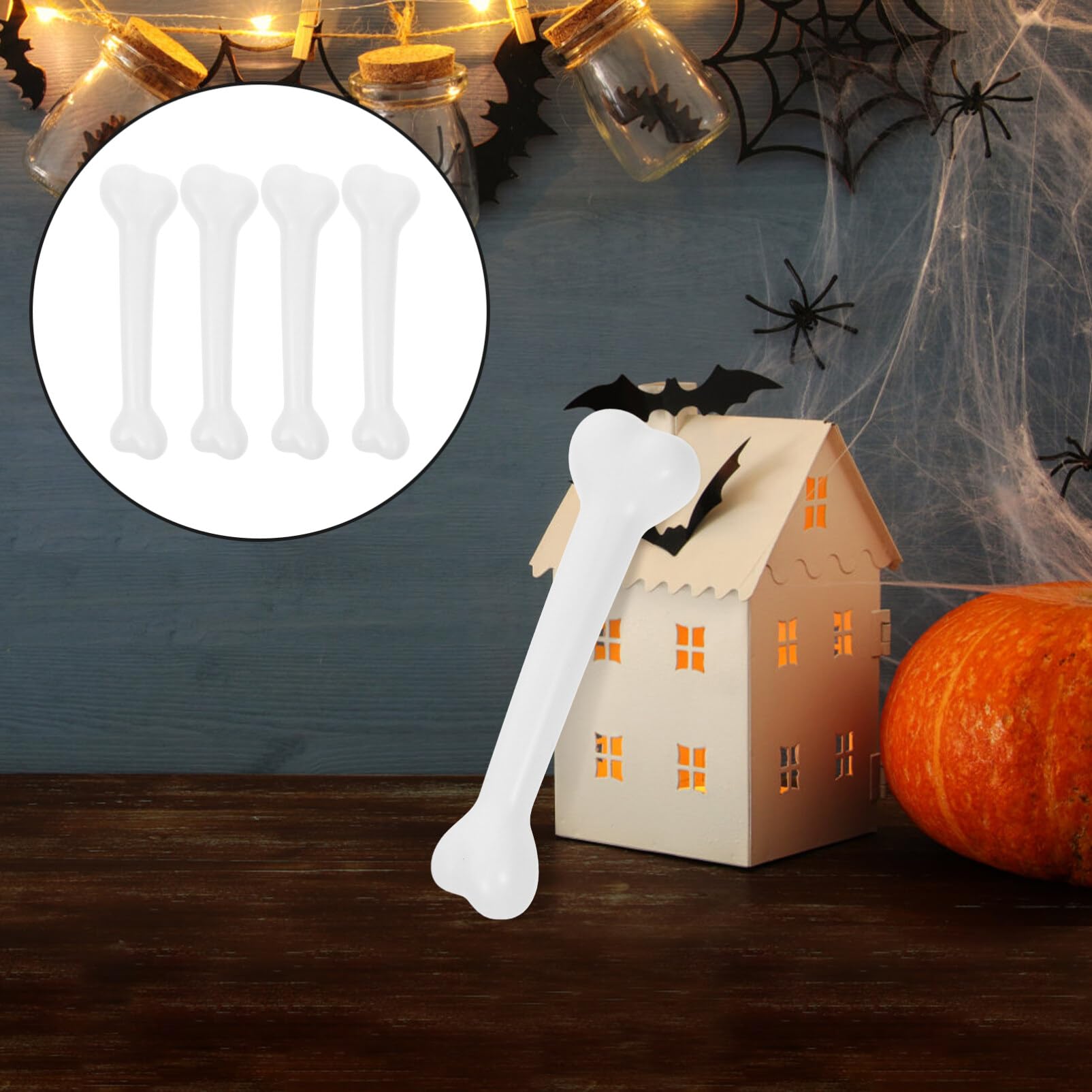 Amosfun Halloween Props - Realistic Plastic Human Skeleton & Dog Bone Models - Scary Party Decorations for Halloween, Cosplay, Haunted House, and Themed Events