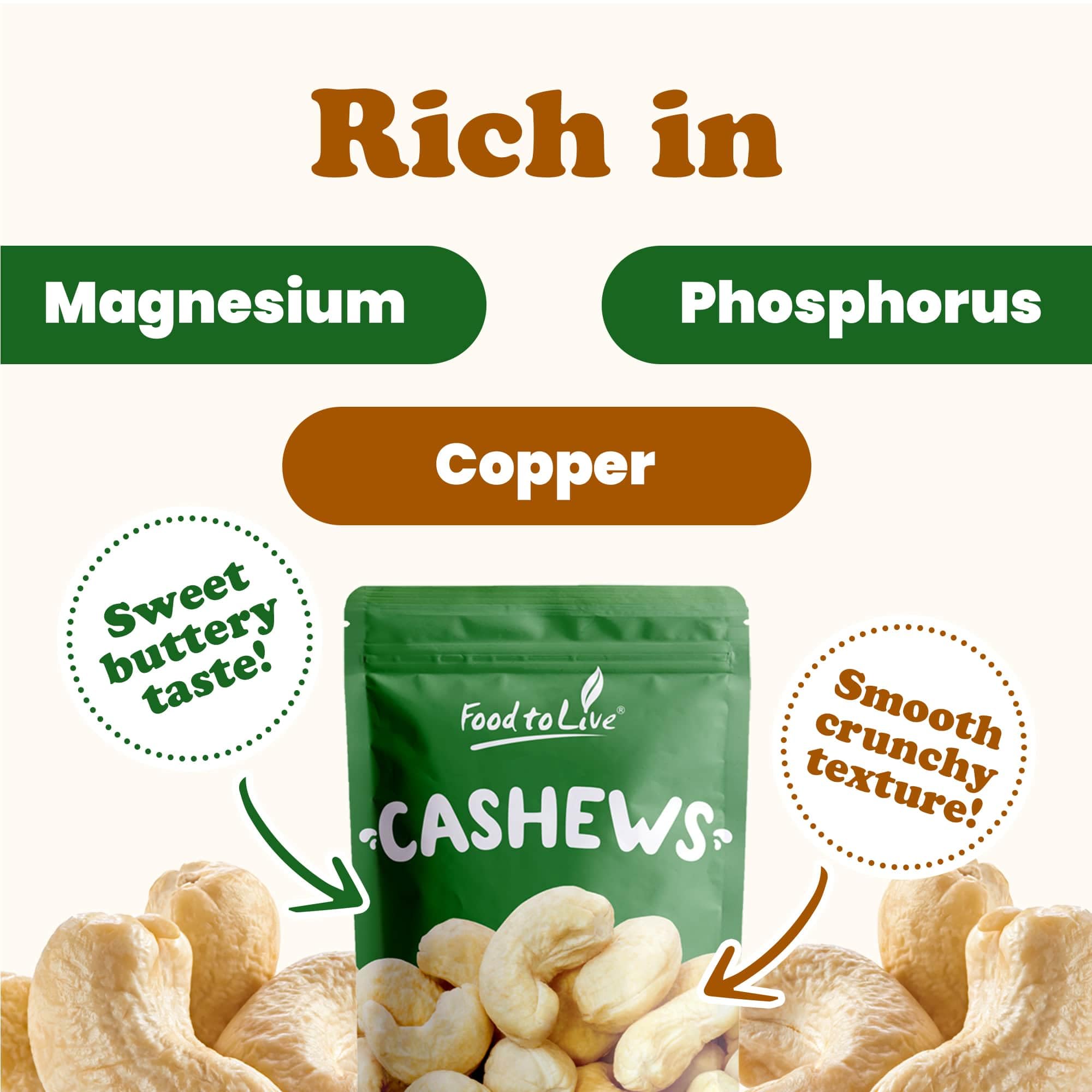 Food to Live Raw Cashews, 16 Pounds — Non-GMO Verified, Whole W-320 Size Nuts, Unsalted & Unroasted | Vegan, Kosher, Bulk Snacks for Baking, Cooking & Healthy Eating