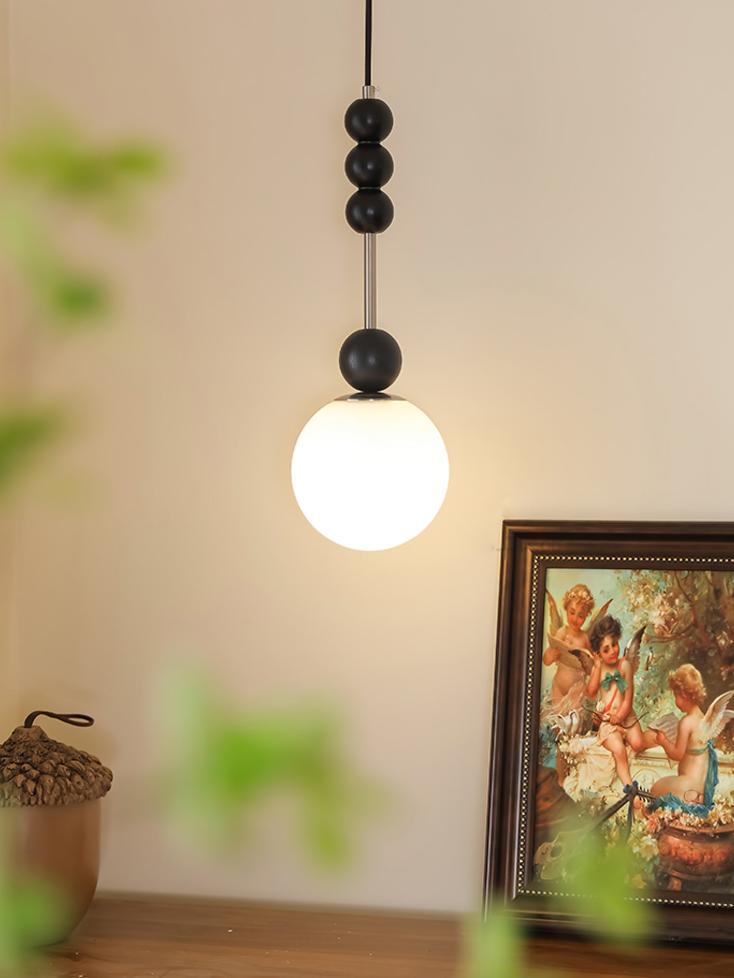 Modern Bola Pendant Lamp - Handwoven Rattan Hanging Light Fixture for Dining Room, Bedroom & Living Room - Boho Chic Ceiling Lighting for Home Decor