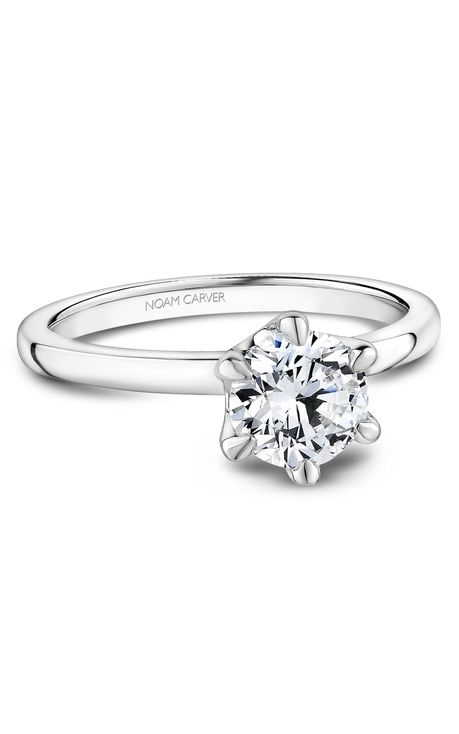 Noam Carver B370 01A Bridal Engagement Ring - 14K White Gold Diamond Wedding Band for Women, Perfect Proposal Gift & Anniversary Jewelry (Ideal for Romantic Proposals, Weddings & Special Occasions)
