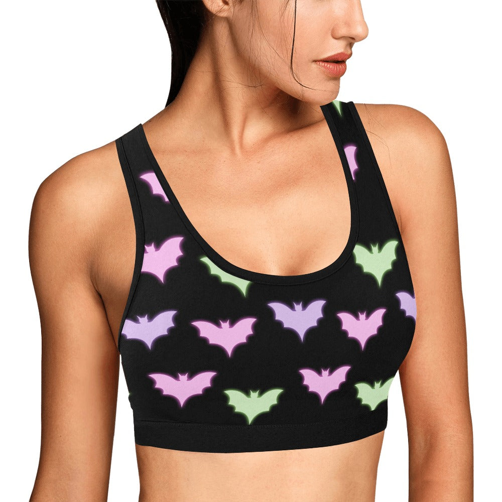 High-Performance Neon Bats Sports Bra for Women - Moisture-Wicking Workout Top for Running, Yoga & Gym - Bright Reflective Fitness Apparel