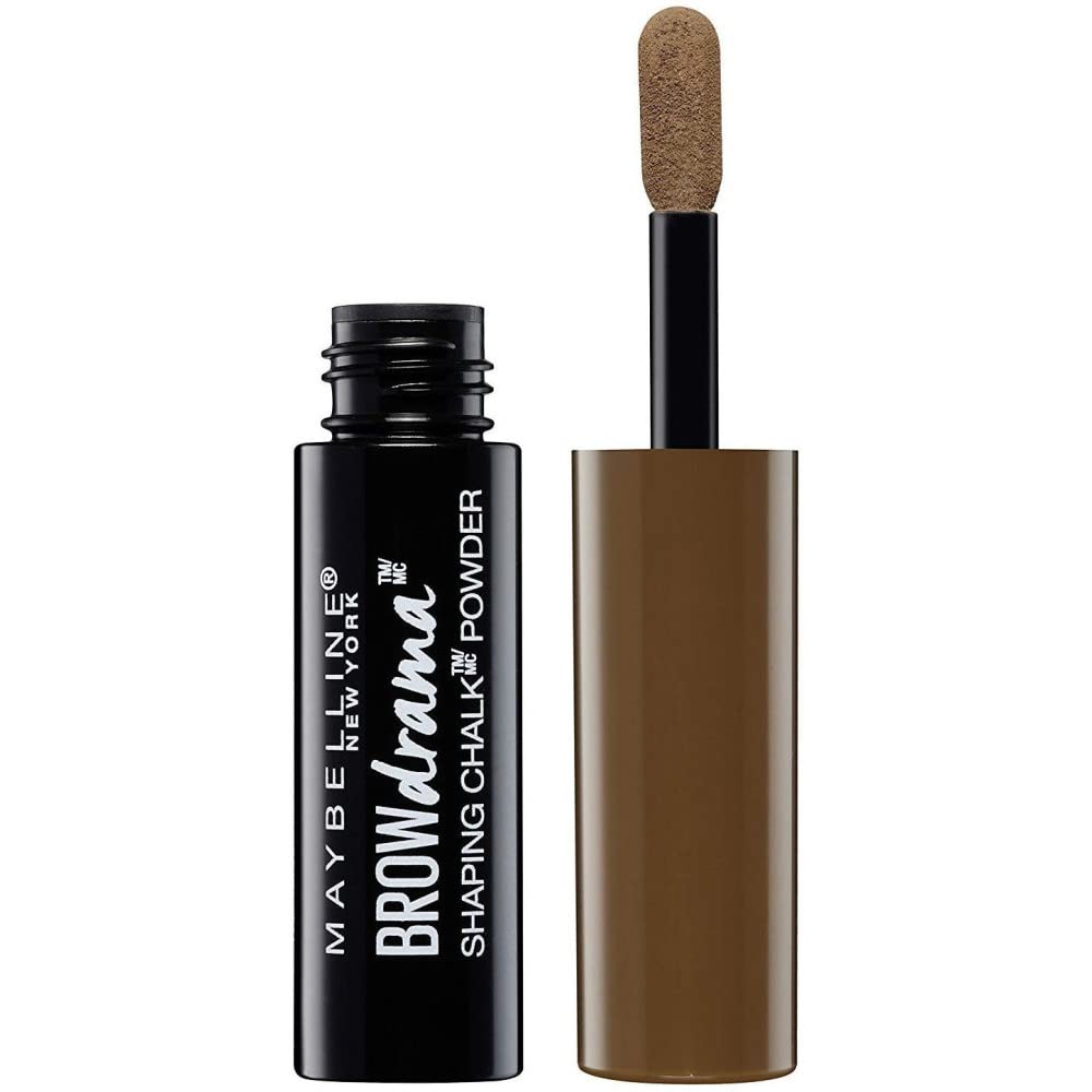 Maybelline New York Brow Drama Shaping Chalk Eyebrow Powder - 130 Deep Brown, Long-Lasting Eyebrow Makeup for Natural Look | Perfect for Daily Use, Parties & Professional Makeup
