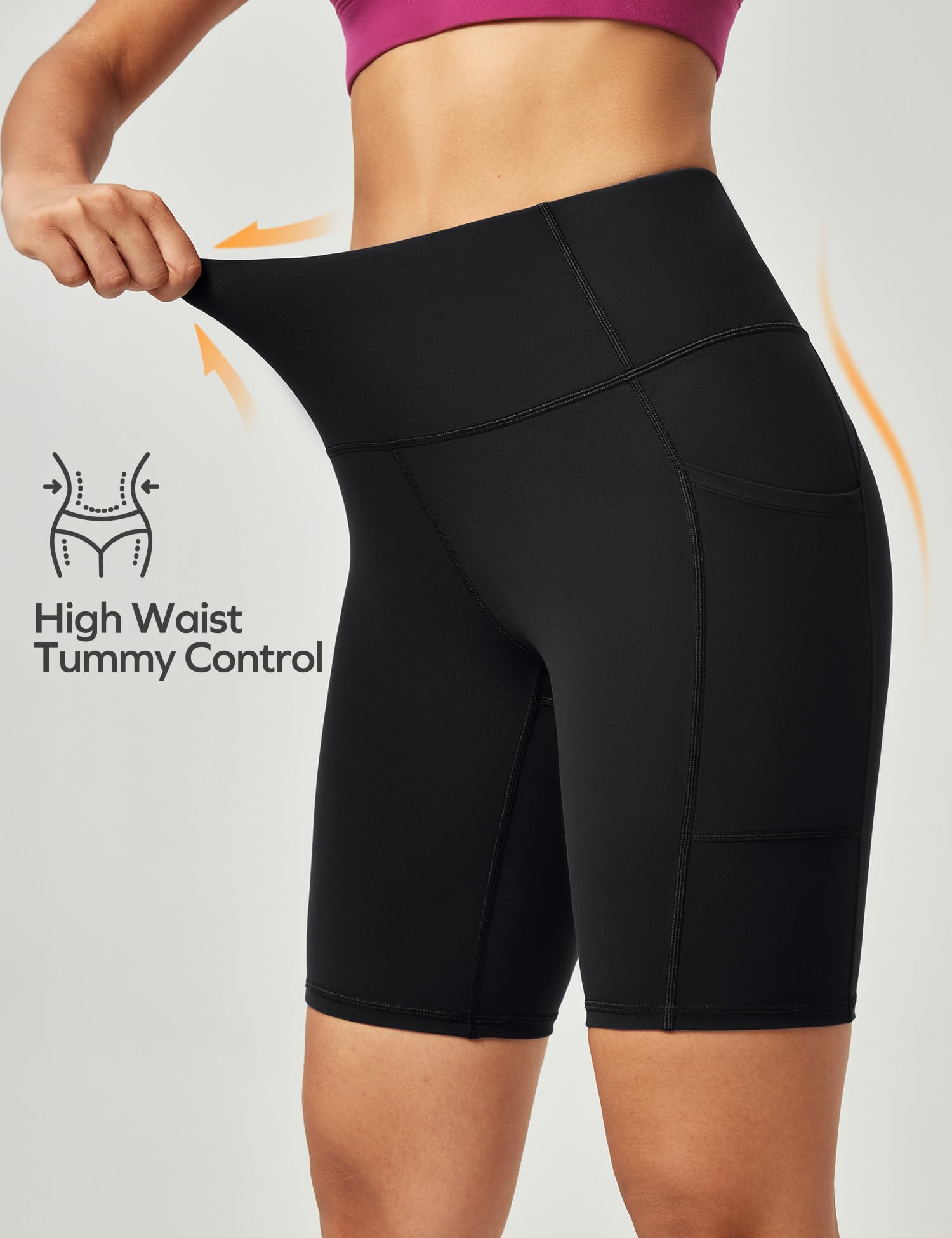 Ewedoos Women's High Waisted Biker Shorts - Tummy Control Workout Shorts with 3 Pockets, Compression Gym Running Yoga Shorts for Women | Perfect for Cycling, Fitness & Lounge Wear