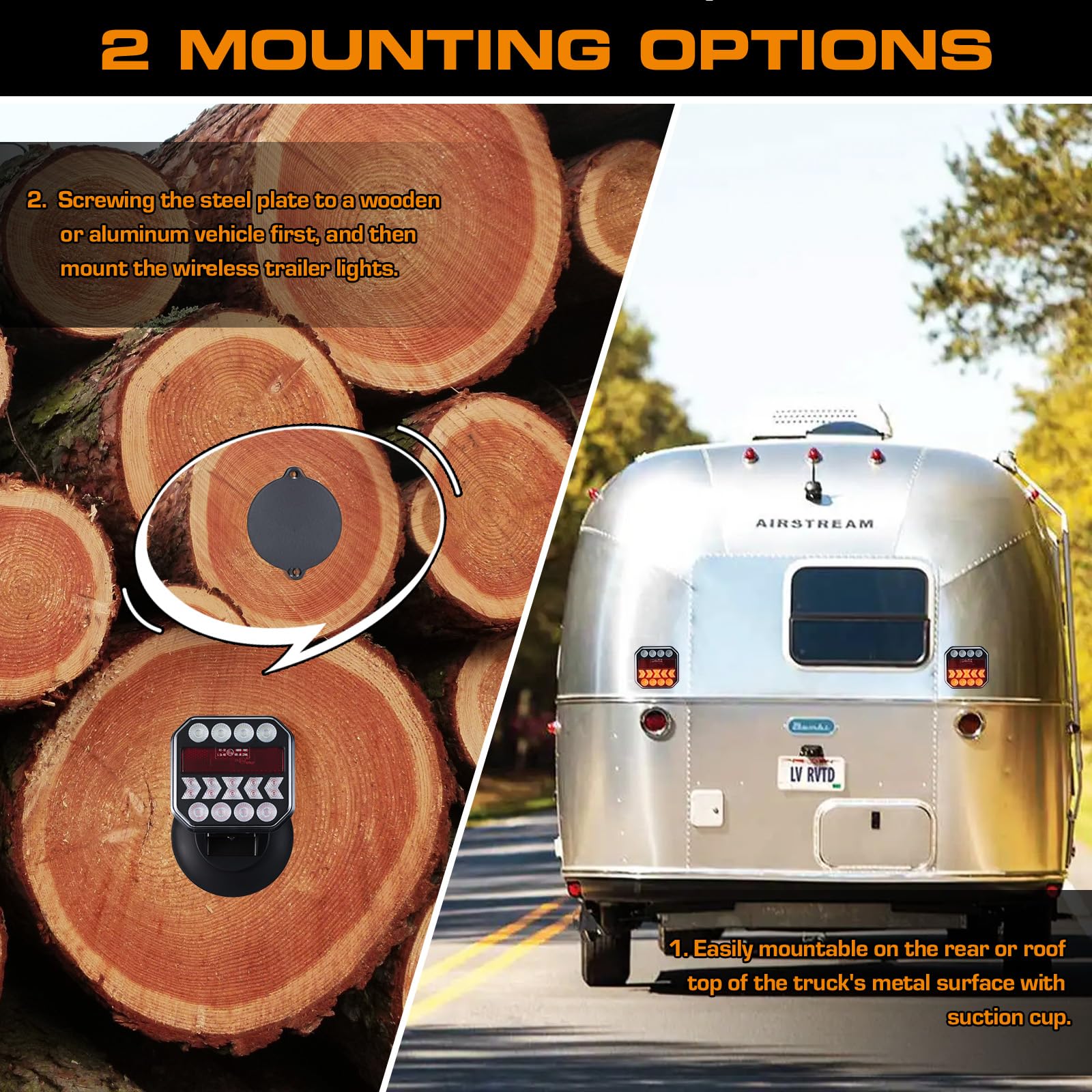 USB-C Magnetic Wireless Trailer Lights - Adjustable Rechargeable Towing Light Kit with Powerful Suction Base & Retroreflectors for Trucks, Boats, RVs, Vehicles & Caravans | Perfect for Night Towing, Camping & Roadside Safety
