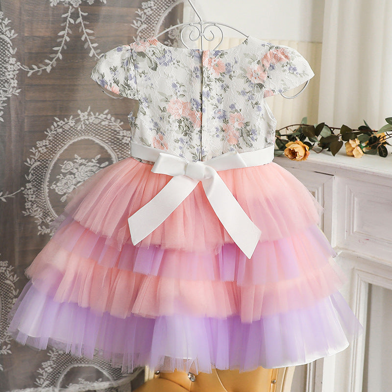 Lace Tulle A-Line Flower Girl Dress with Cap Sleeves - Knee Length Wedding Party Dress for Girls - Perfect for Flower Girls, Pageants, and Special Occasions