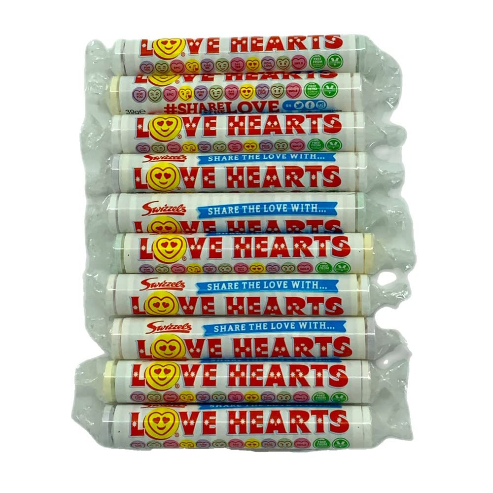 Swizzels Matlow Giant Love Heart Rolls - 10 Pack of Candy Rolls | Sweet Treats for Valentine's Day, Birthdays & Party Favors