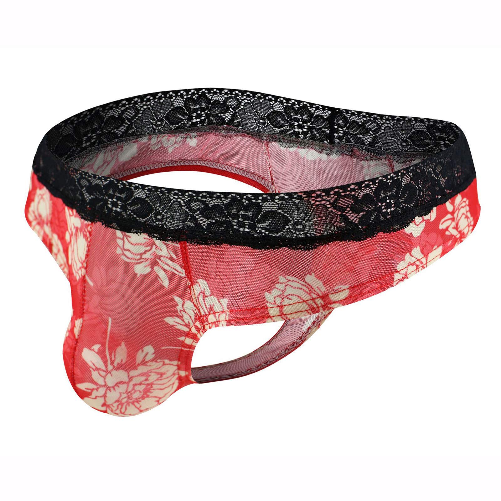 Breathable Lace Thong Underwear for Men - Printed Transparent Underpants for Comfort & Style | Perfect for Daily Wear, Sleep & Intimate Moments