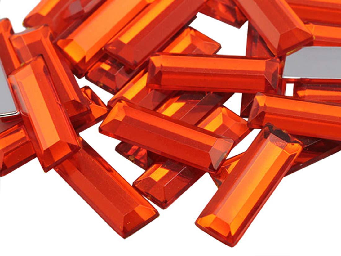 Allstarco 22x7mm Orange Hyacinth HC Baguette Flat Back Acrylic Rhinestones - 40 PCS for DIY Crafts, Costume Embellishments, Card Making, Jewelry Design & Cosplay Accessories - Perfect for Scrapbooking, Fashion Decor and Gift Packaging