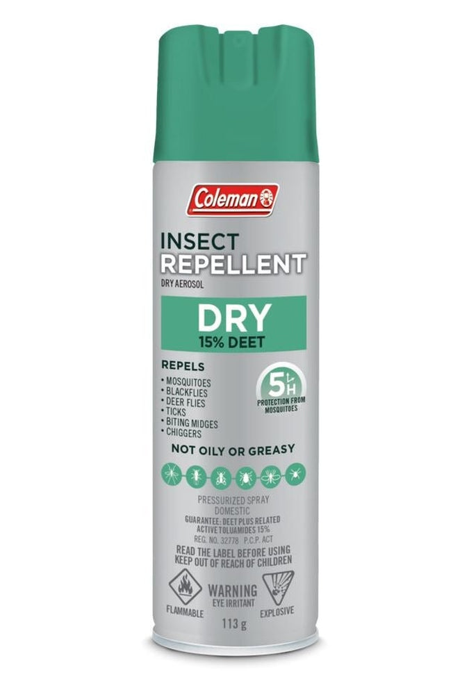 Coleman 15% DEET Dry Aerosol Insect Repellent Spray - Effective Bug Spray for Camping, Hiking & Outdoor Activities