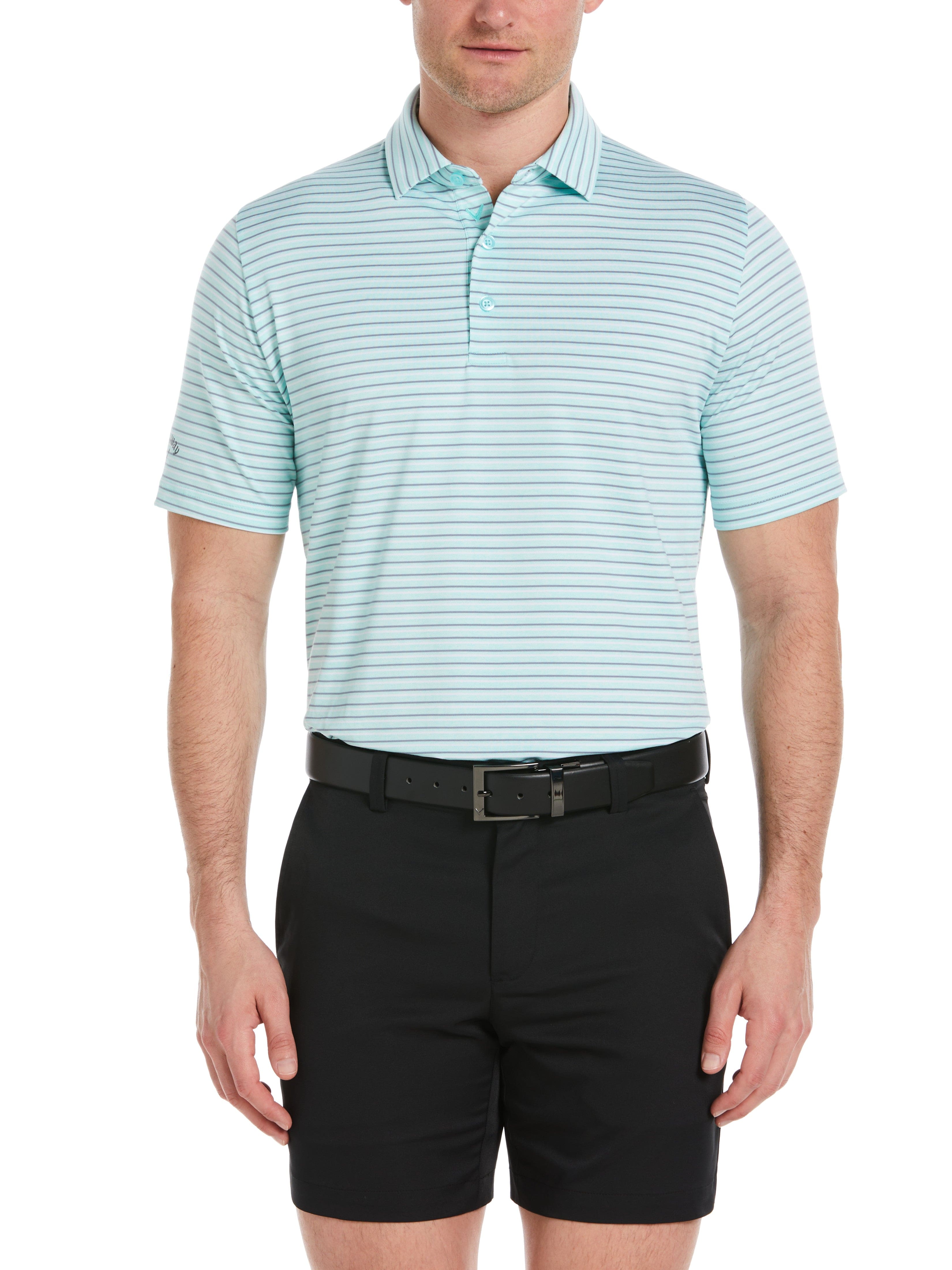 Men's Soft Touch Stripe Golf Polo Shirt - Breathable Moisture-Wicking Performance Top for Golf, Casual Wear & Outdoor Activities