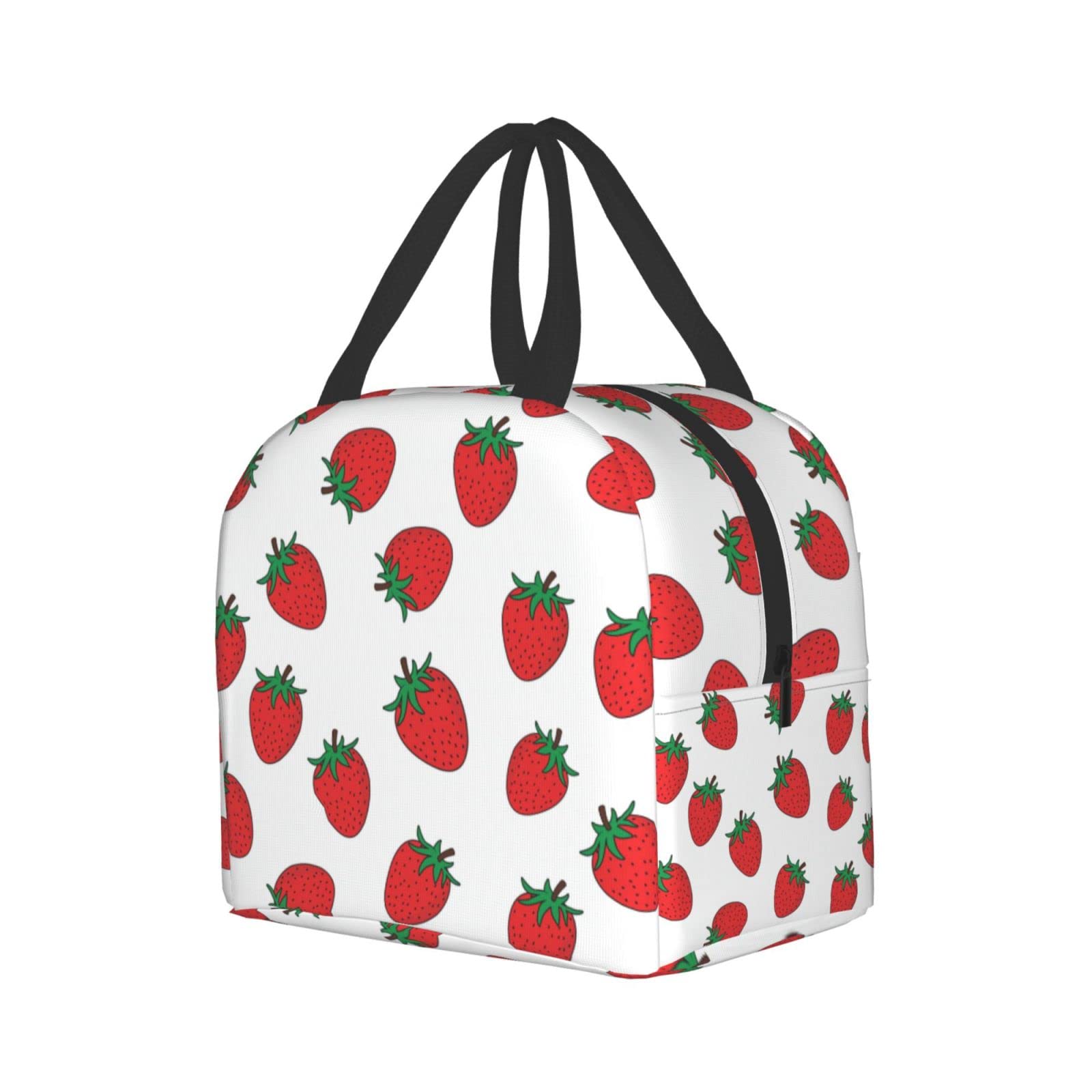 **Insulated Reusable Lunch Bag for Kids, Girls, Women & Teens - Strawberry Design Lunch Box for School, Office, Work, Picnic & Travel - BPA-Free, Leak-Proof & Easy to Clean**