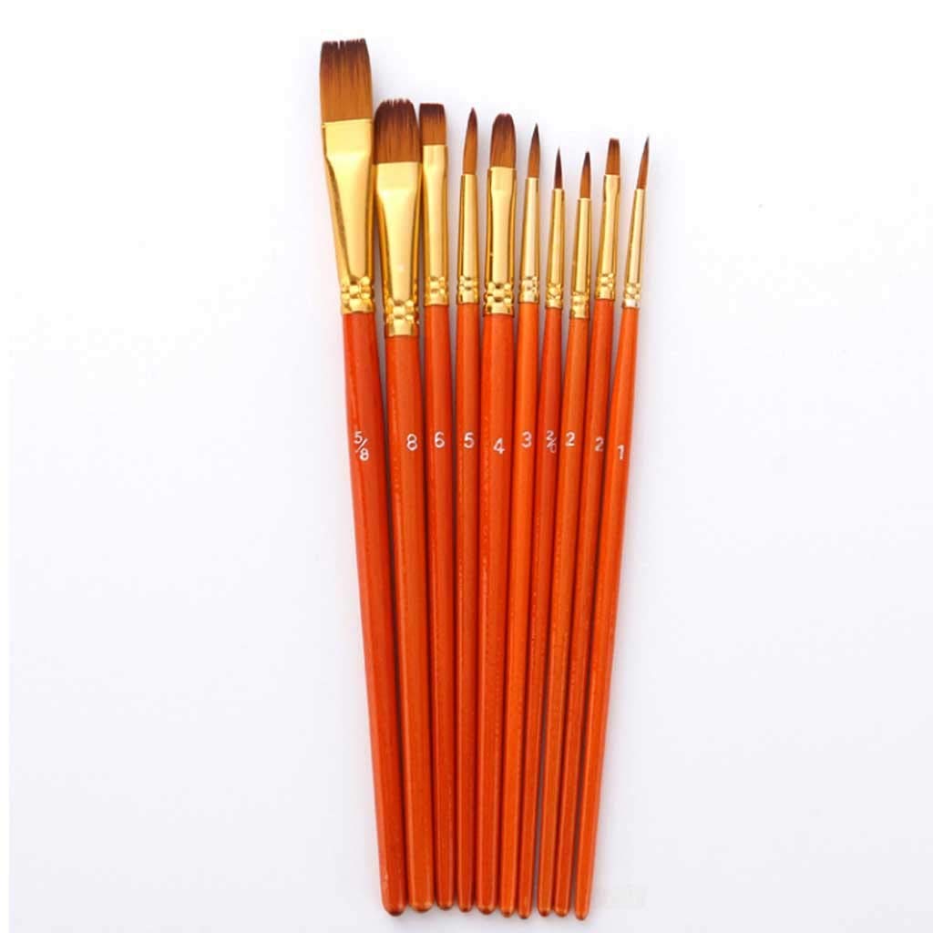 Professional 10-Piece JAHH Painting Brush Set - Nylon Hair Artist Brushes for Watercolor, Acrylic & Oil Painting - Wooden Handle Art Supplies for Artists & Hobbyists - Perfect for Canvas, Paper & Wood Art Projects