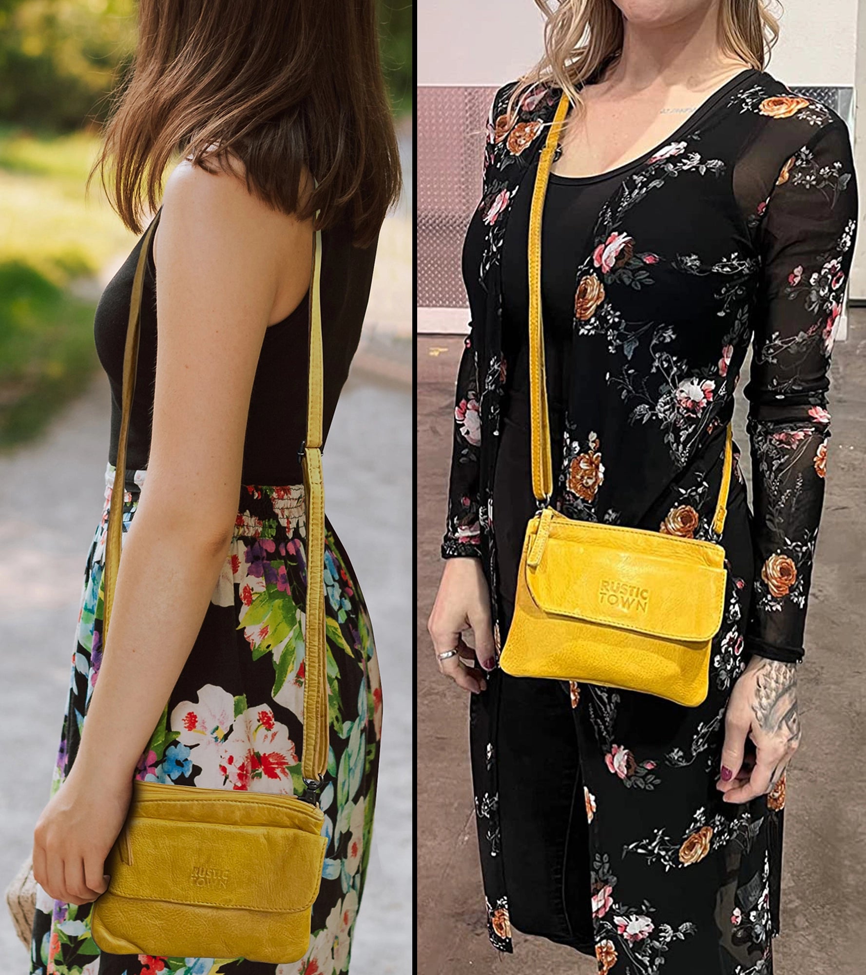 Stylish Yellow Leather Sling Bag Wristlet Clutch for Women - Perfect for Parties, Travel & Everyday Use