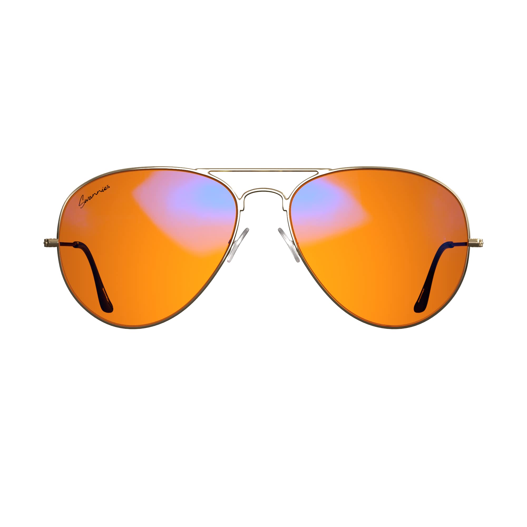 Swanwick Aviator Blue Light Blocking Glasses for Men & Women - Reduce Digital Eye Strain, Block Harmful Blue Light from Screens - Perfect for Computer Work, Gaming & Nighttime Use - Regular Fit