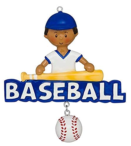 Custom Baseball Boy Christmas Ornament 2021 - Personalized MLB Player Gift for College & School Athletes | Free Engraving (African American Baseball Theme) - Perfect for Holiday Decor, Sports Fan Gifts & Baseball Player Keepsakes