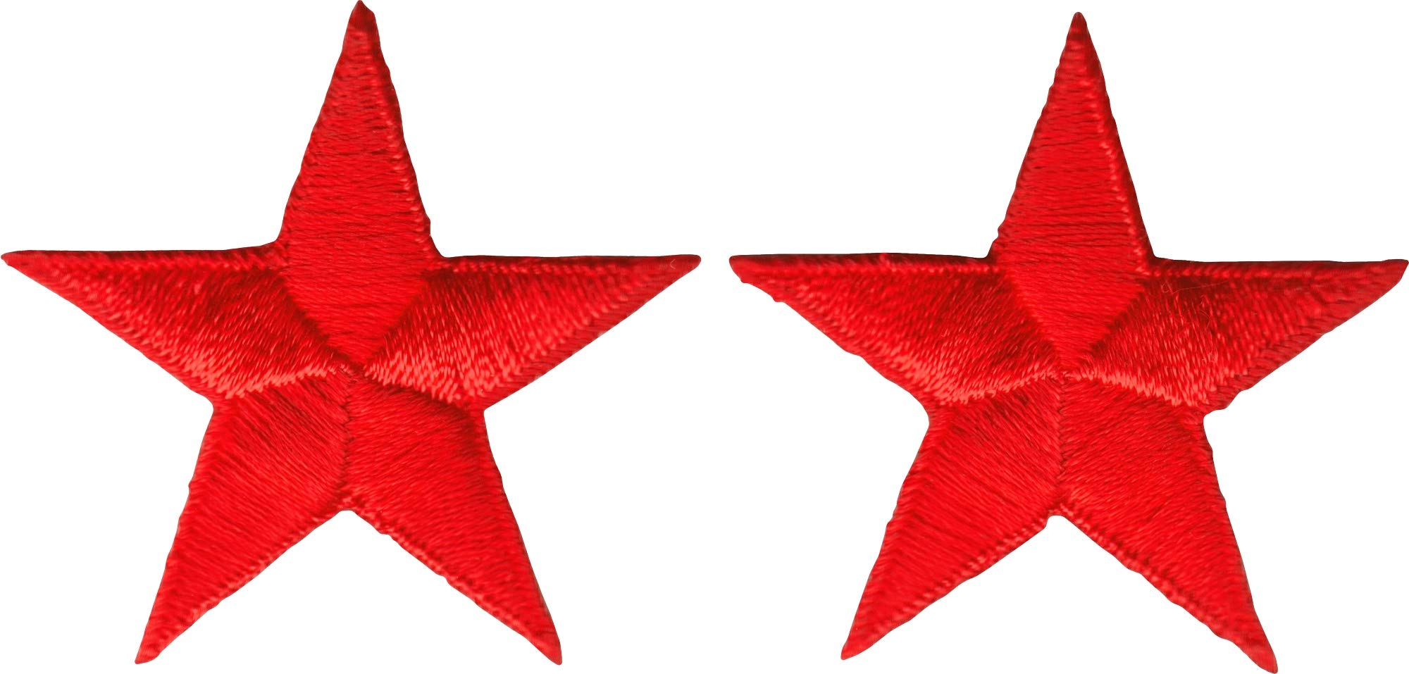 Star Embroidered Iron-On Patches - Set of 2 Red Applique for DIY Crafts, Jackets, Backpacks & Denim - Perfect for Customizing Clothes, Hats & Accessories