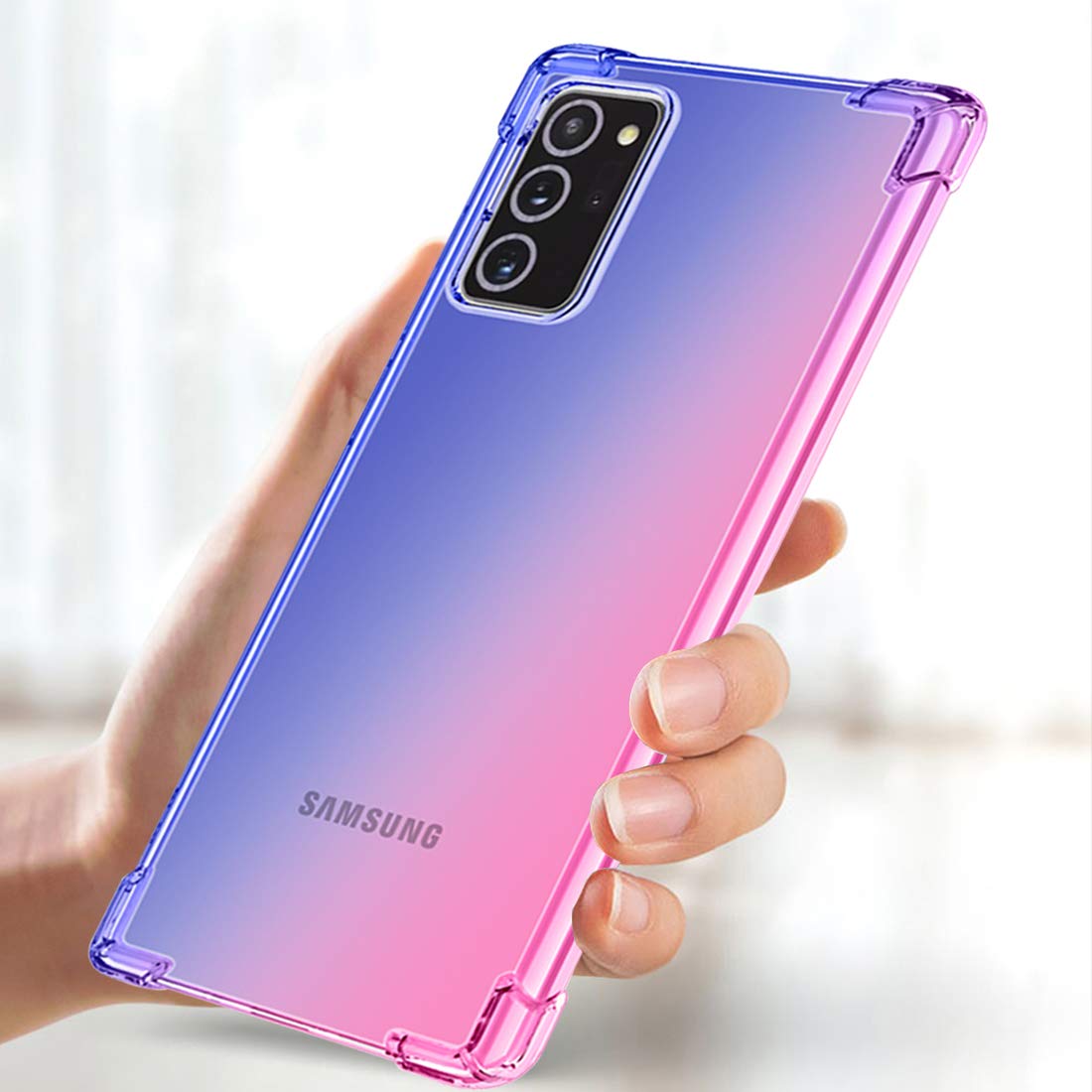 **Samsung Galaxy Note 20 Case - Slim Gradient TPU Phone Cover, Anti-Scratch & Shockproof, Soft Clear Protective Case for Note 20 6.7 Inch (2020) - Blue/Pink - Perfect for Everyday Use & Travel**