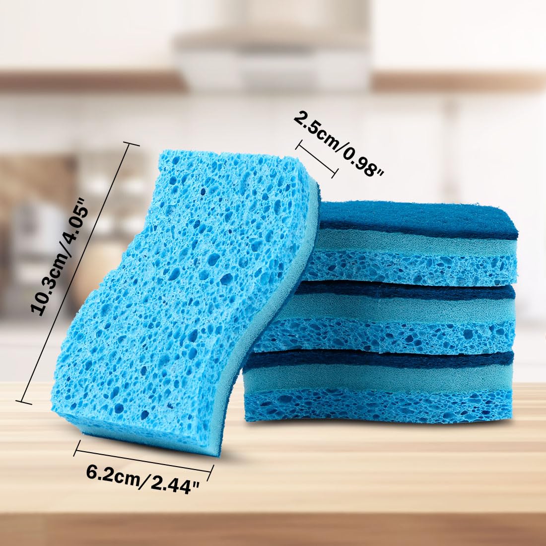 AIDEA Non-Scratch Scrub Sponges - 24 Pack | Safe for Non-Stick Cookware & Delicate Surfaces | Fast Cleaning Kitchen & Bathroom Sponges | Perfect for Dishes, Countertops, and Household Cleaning