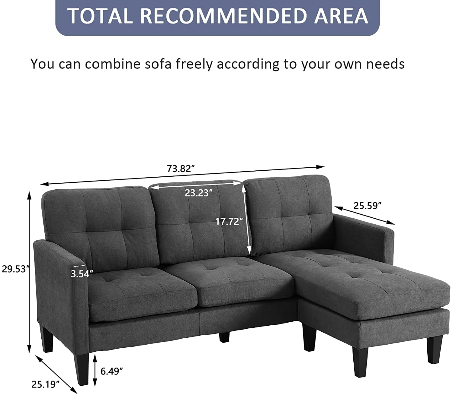 Mid-Century Modern Sofa Set with Loveseat & Lounge Chair - Retro Living Room Furniture (Gray) | Perfect for Small Spaces, Apartments & Contemporary Home Decor