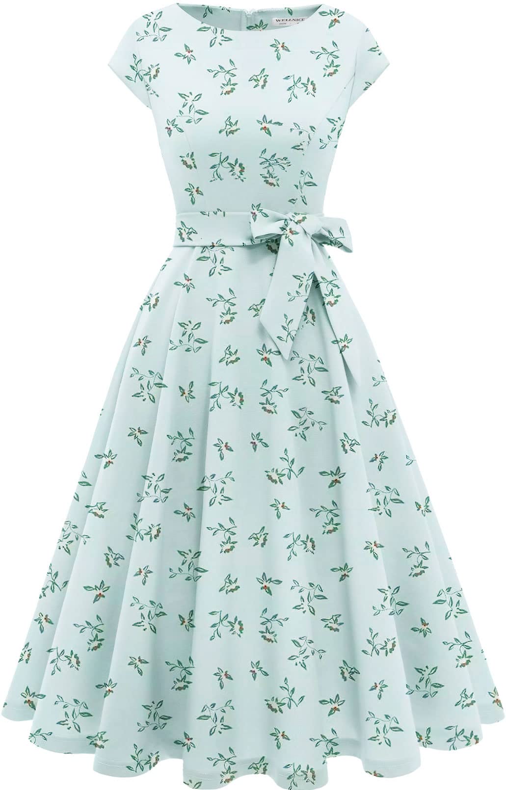 Elegant Wellnice Women's Vintage Cocktail Dress - Modest A-Line Formal Gown for Wedding Guest, Prom & Special Occasions | Perfect for Evening Parties, Bridal Showers & Black Tie Events