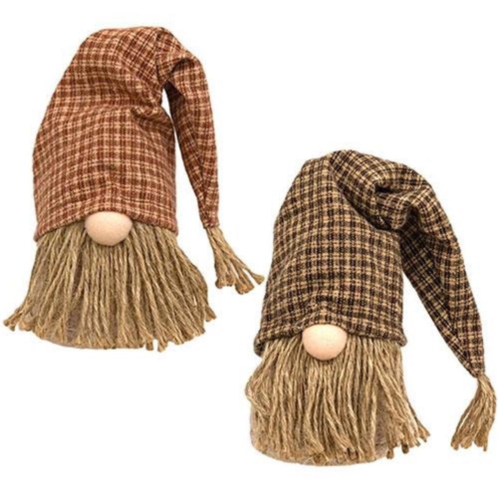 Jute Country Plaid Gnome Set of 2 - Rustic Home Decor for Christmas, Garden, and Porch - Perfect Holiday Gift for Gnome Lovers
