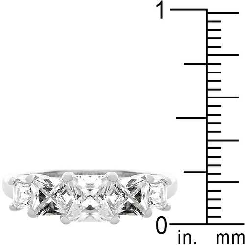 5 Stone Anniversary Ring for Women - Rhodium Plated Sterling Silver Band - Perfect for Wedding, Engagement & Anniversary Gifts
