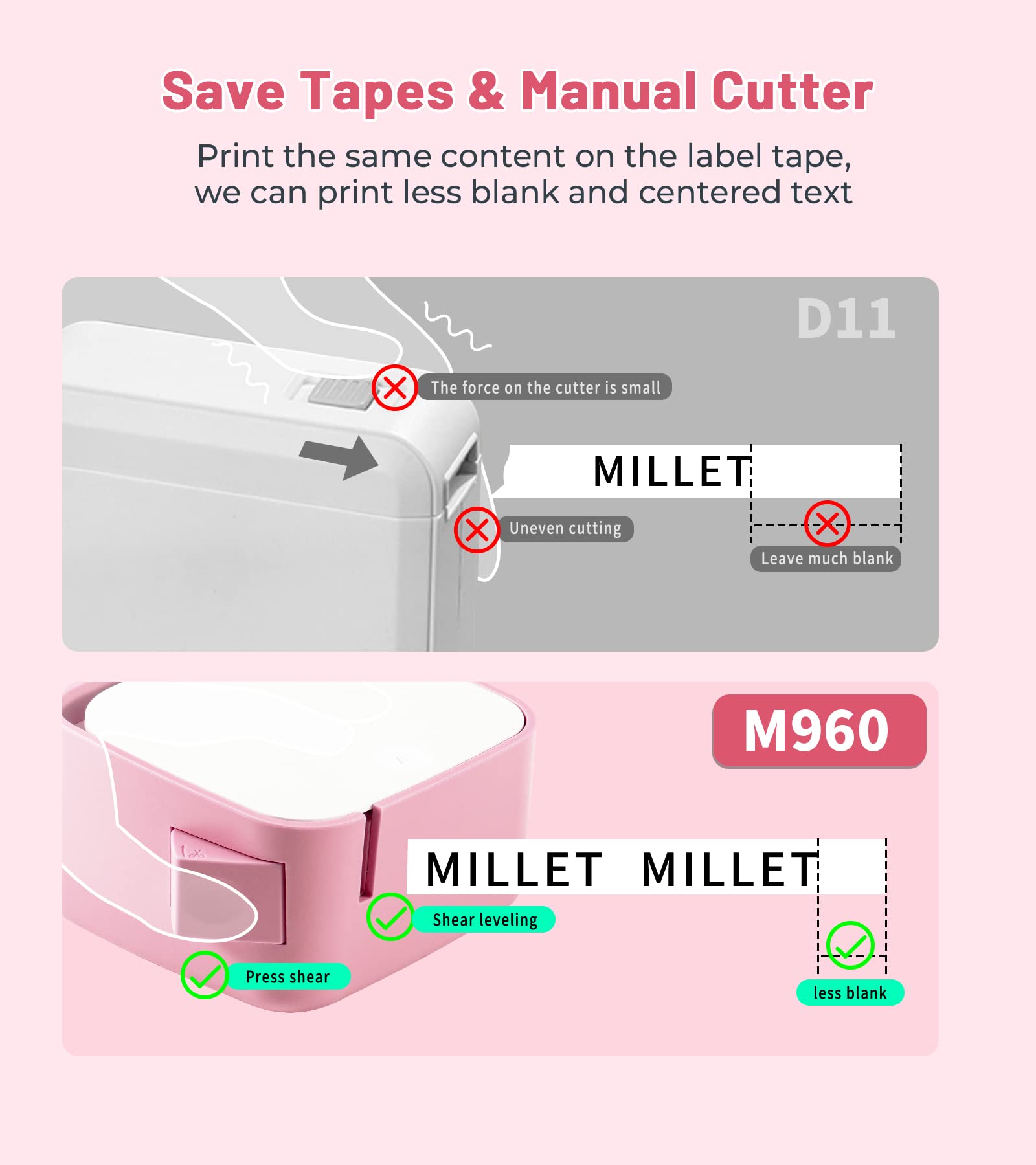 Pink Mini Label Maker Machine with 4PK Tapes - M960 Handheld Bluetooth Label Printer for Home, Office & School Organization | Perfect for Kids Items, Classroom Supplies & Teacher Gifts | Ideal for Back to School, Closet Organization & Craft Labeling
