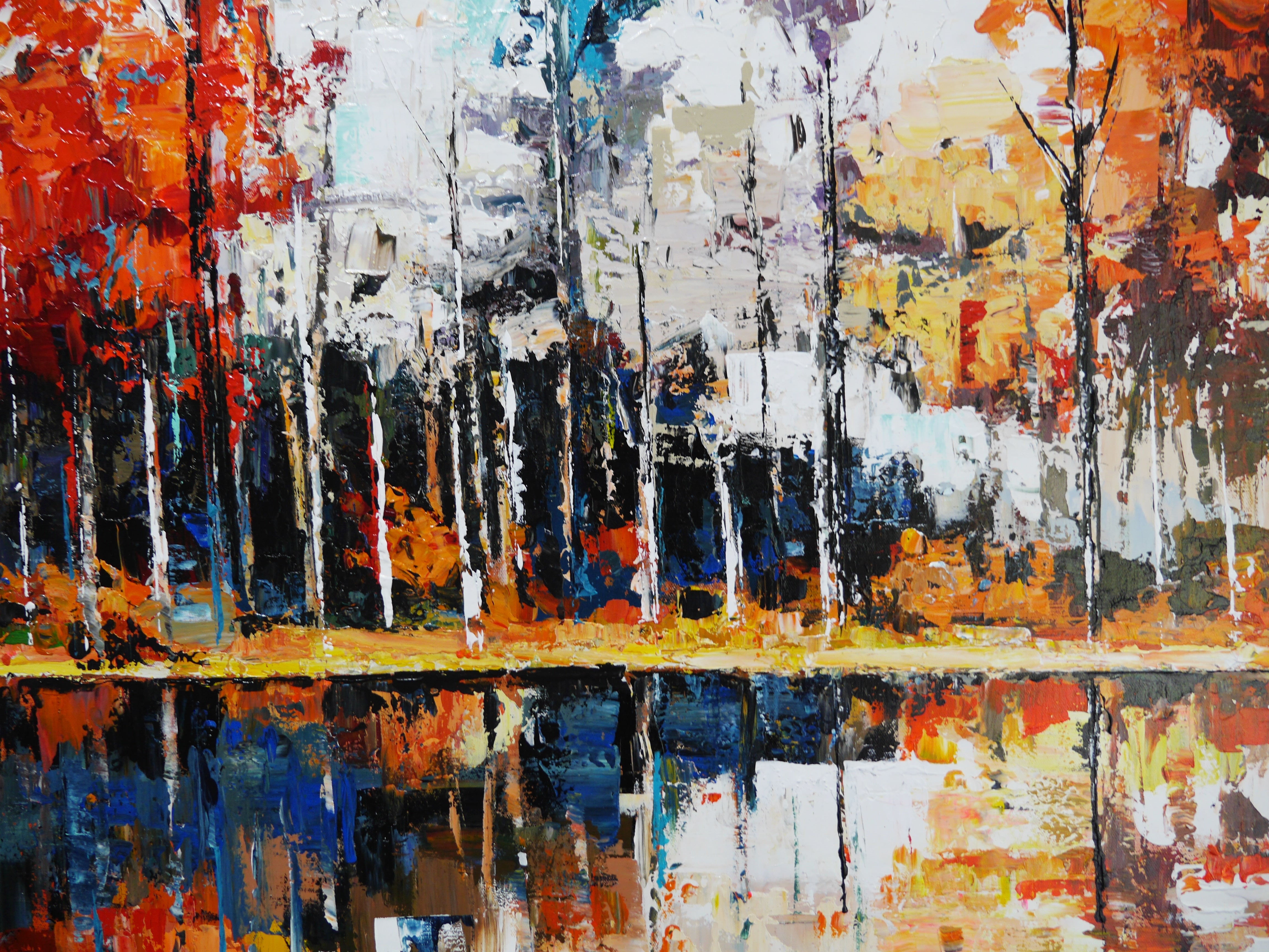 Lakeside 190cm x 100cm Abstract Realism Framed Textured Canvas Art Painting - Perfect for Living Room, Bedroom or Office Wall Decor