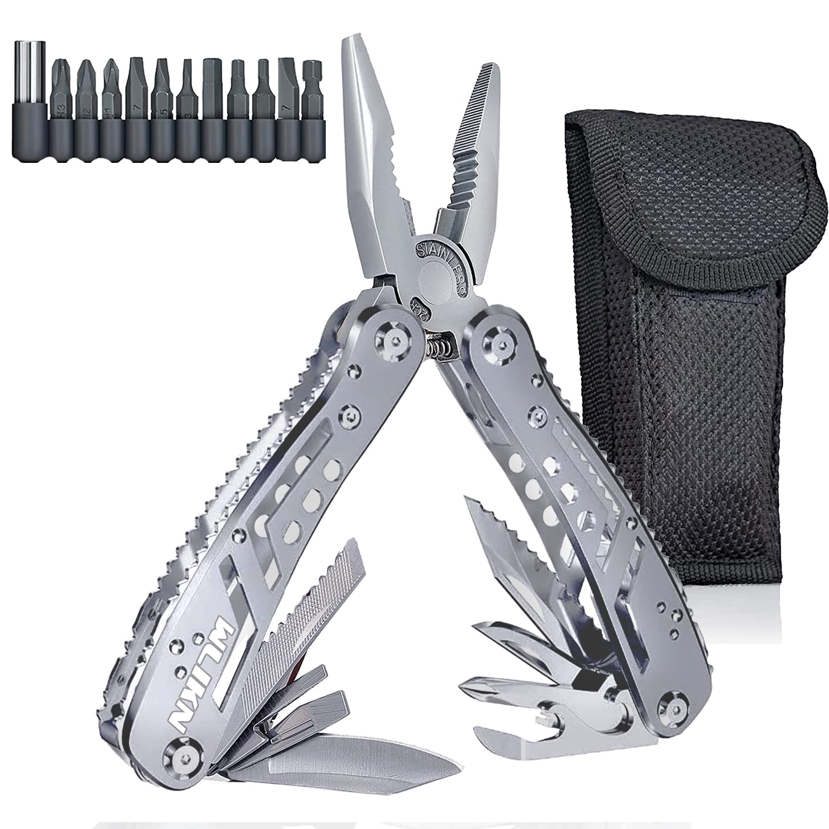 22-in-1 Multitool Pocket Knife with Needle Nose Pliers & Screwdriver - Heavy Duty EDC Tool for Camping, Hiking, Survival & Emergency Preparedness - Includes Durable Nylon Sheath