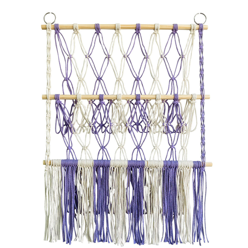 Macrame Wall Hanging Toy Storage Net - Handmade Cotton Rope Organizer for Kids Room Decor | Nursery, Playroom & Bedroom Organization