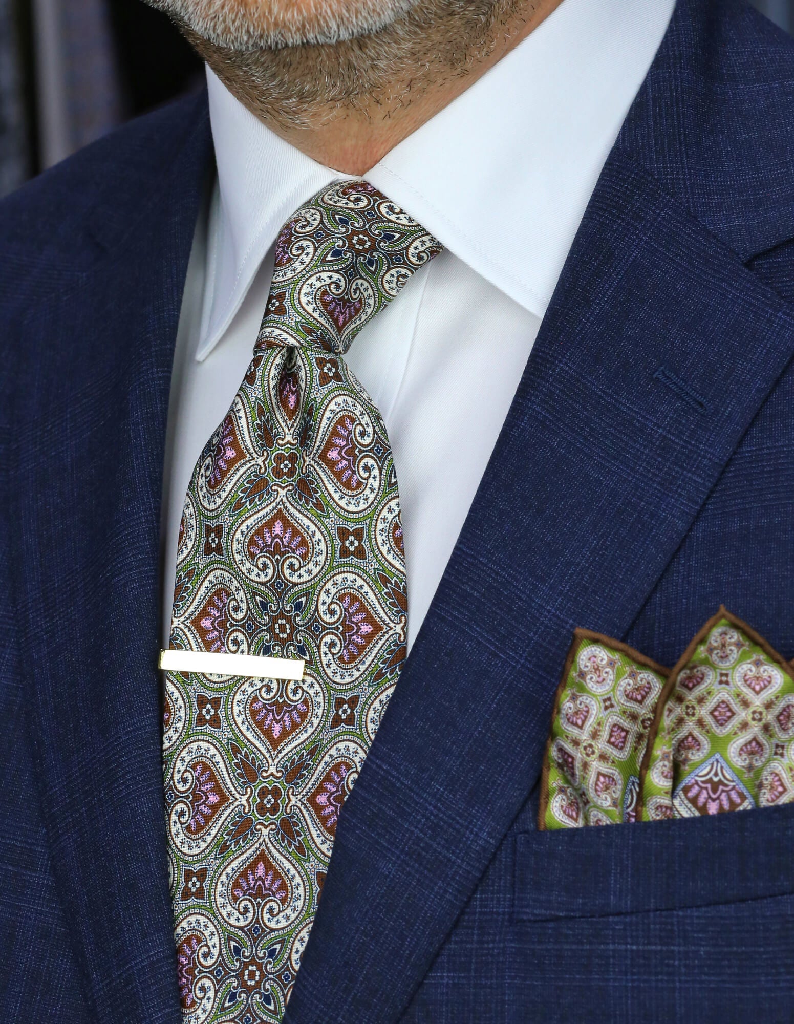 DÉCLIC Oakham Patterned Pocket Square for Men - Stylish Pink Silk Handkerchief for Suits, Weddings & Formal Events