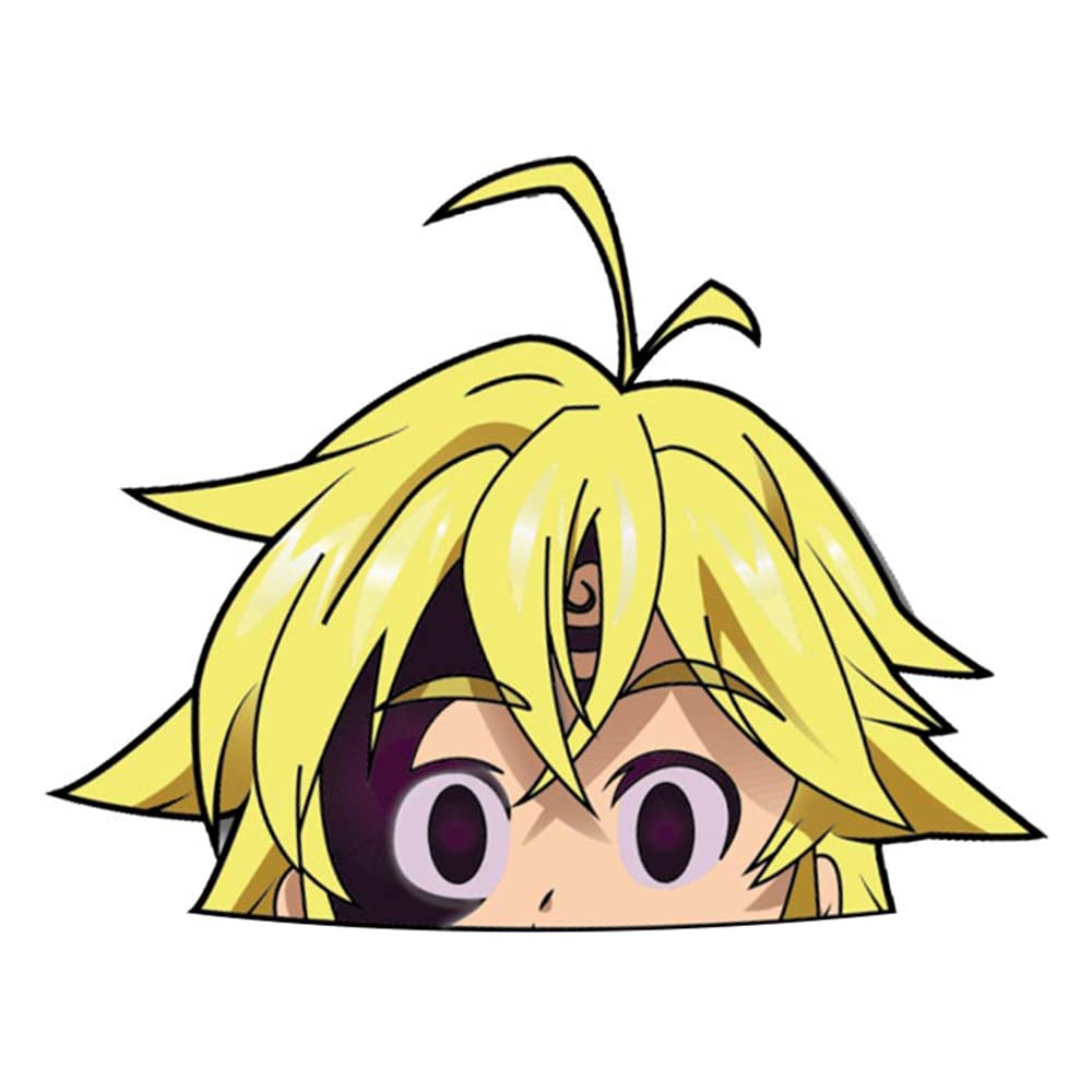 EARLFAMILY 5.1'' Anime Car Sticker - Yellow Hair Boy Peeker Decal for Windows & Bumpers | Waterproof JDM RV Chibi Car Accessories | Perfect for Anime Fans & Car Enthusiasts