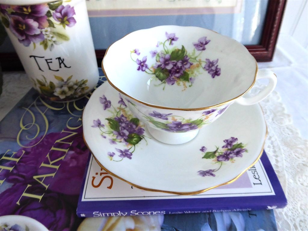 Vintage Radfords England Bone China Cup and Saucer Set - Purple Violets Floral Design (1938-1957) | Elegant Tea Time Accessories for Collectors & Afternoon Tea Parties