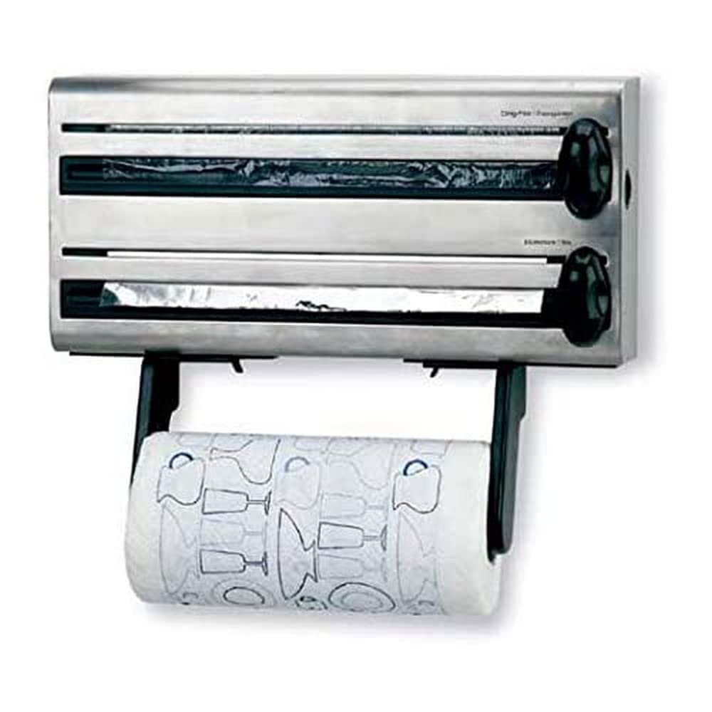 Stainless Steel Multiroll Dispenser for Kitchen - Lacor 60701 | Perfect for Paper Towel, Foil & Plastic Wrap Storage