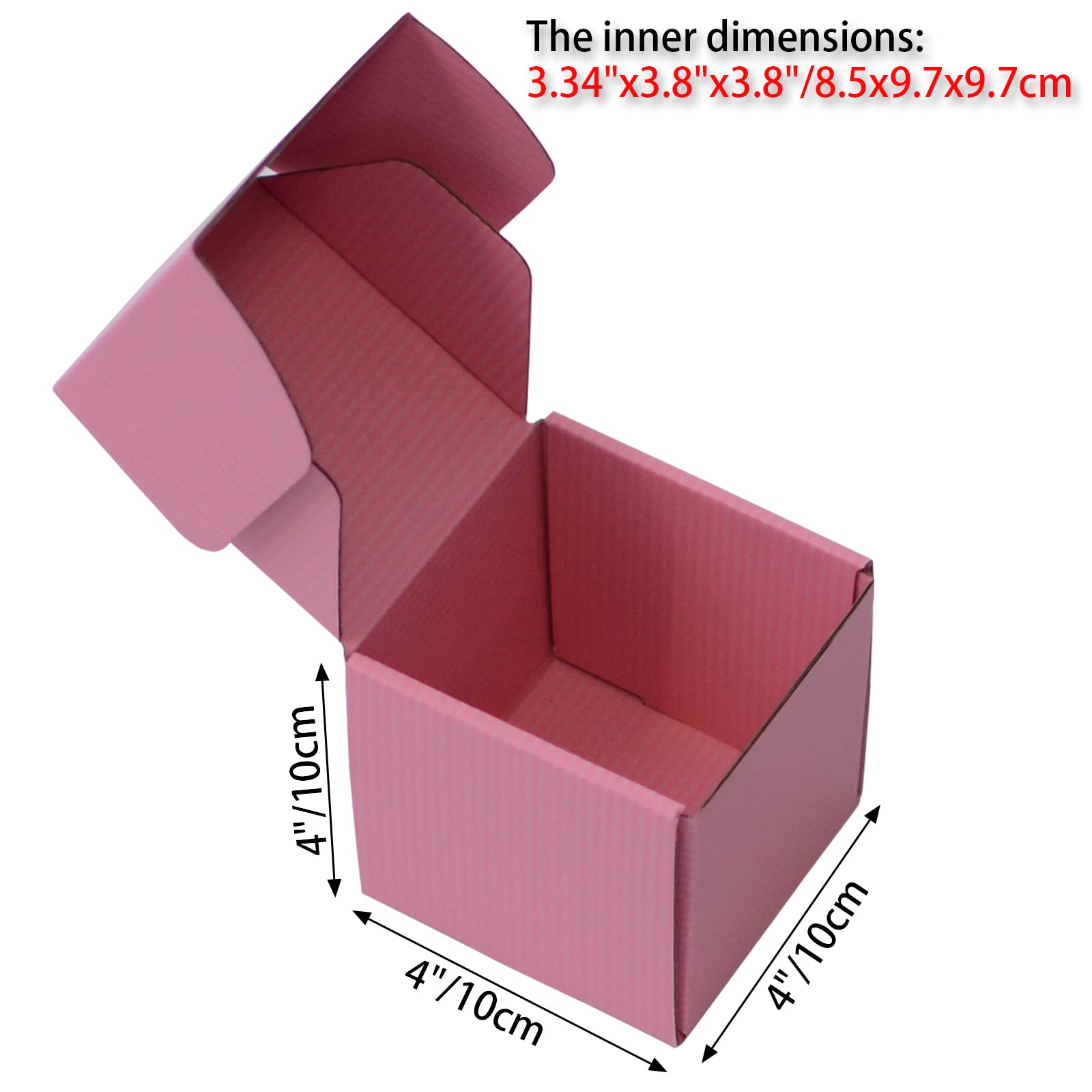 4x4x4 Inch Small Pink Corrugated Cardboard Shipping Boxes - Pack of 12 for Business Packaging, Storage & Craft Gifts | Perfect for Ecommerce, Retail & DIY Projects