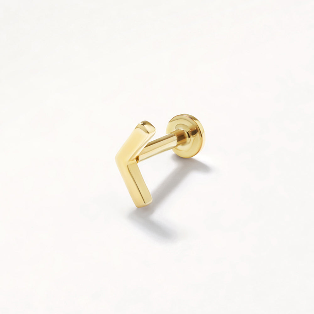 10k Gold Chevron Helix Single Stud Earrings for Women - Minimalist Cartilage Piercing Jewelry for Everyday Wear & Gifting