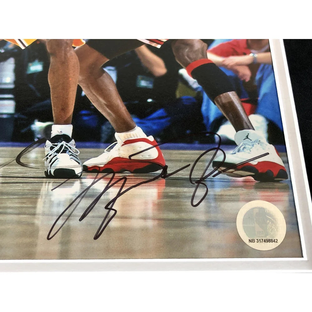 Michael Jordan & Kobe Bryant Autographed 11x14 Framed Basketball Photo - UDA Panini Certified COA - Bulls & Lakers Memorabilia - Perfect for Sports Collectors & Man Cave Decor