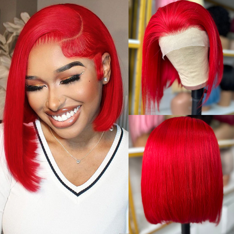 Eullair Blonde Straight Short Bob 13x4 Lace Front Wig - 100% Human Hair for Women & Girls | Summer Fashion, Cosplay, Daily Wear & Special Occasions