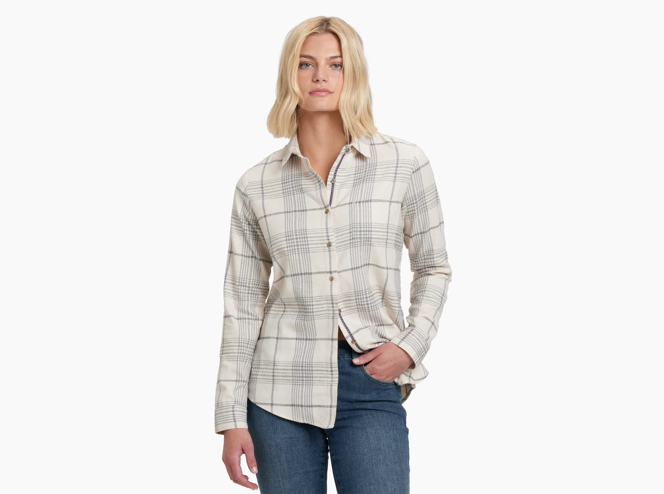 Kuhl Kamila Flannel Shirt for Women - Soft & Stylish Plaid Button-Up Top for Casual Wear, Outdoor Adventures & Layering