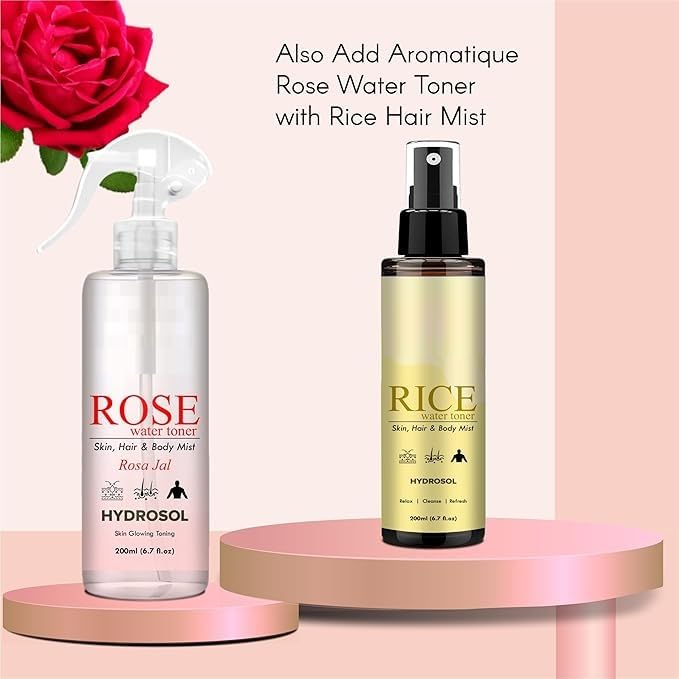 Organic Rose Water Toner 200ml - Hydrating Facial Mist for Dry & Sensitive Skin | Natural Skincare for Glowing Complexion | Perfect for Daily Use, After Sun Care & Makeup Setting