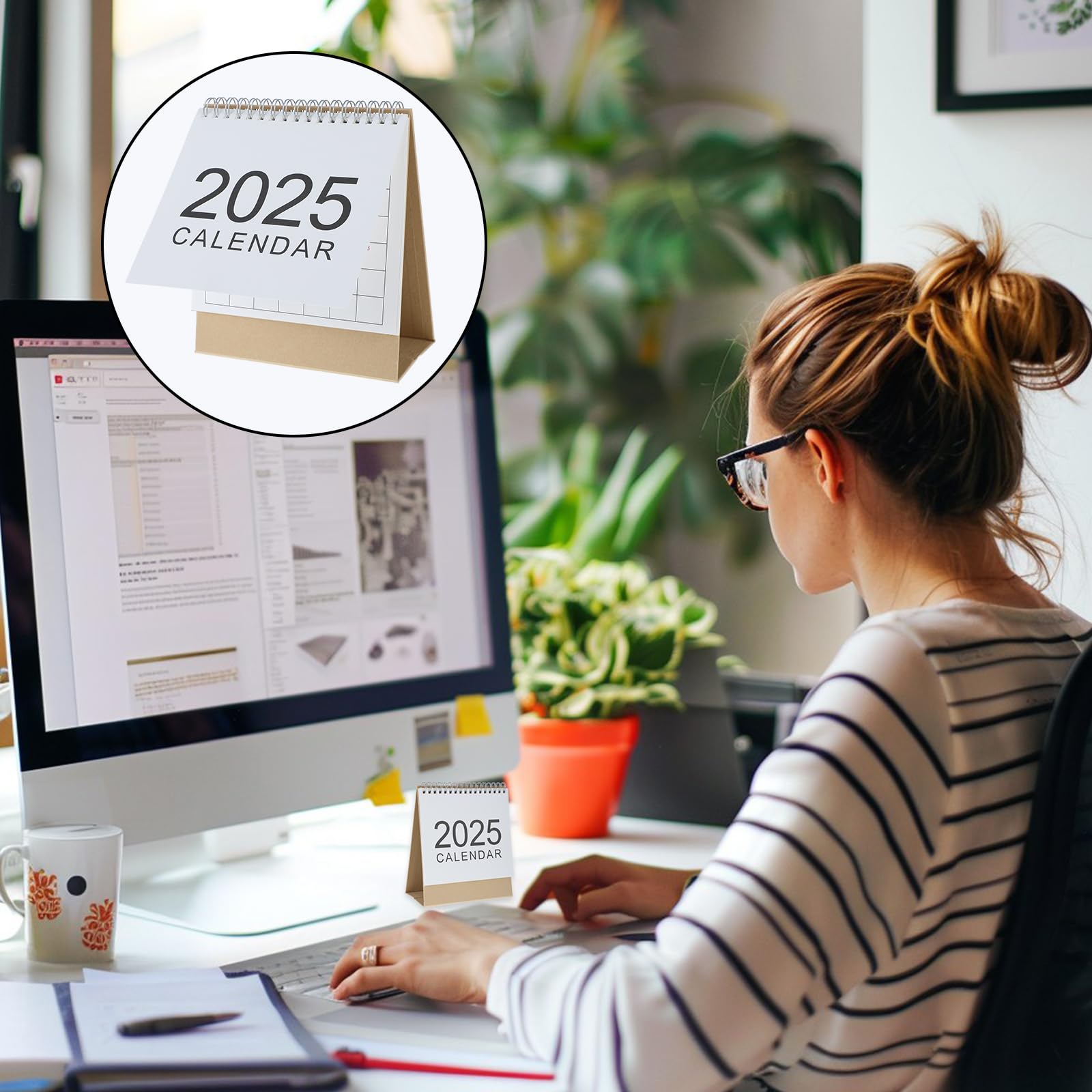 Ouligay Small Desk Calendar 2025 - Standing Desktop Flip Calendar for Office & Home | Simple Style Mini Planner for Daily Planning, Schedule Tracking & Desk Decoration | Perfect for Workstations, Study Areas & Gift Giving