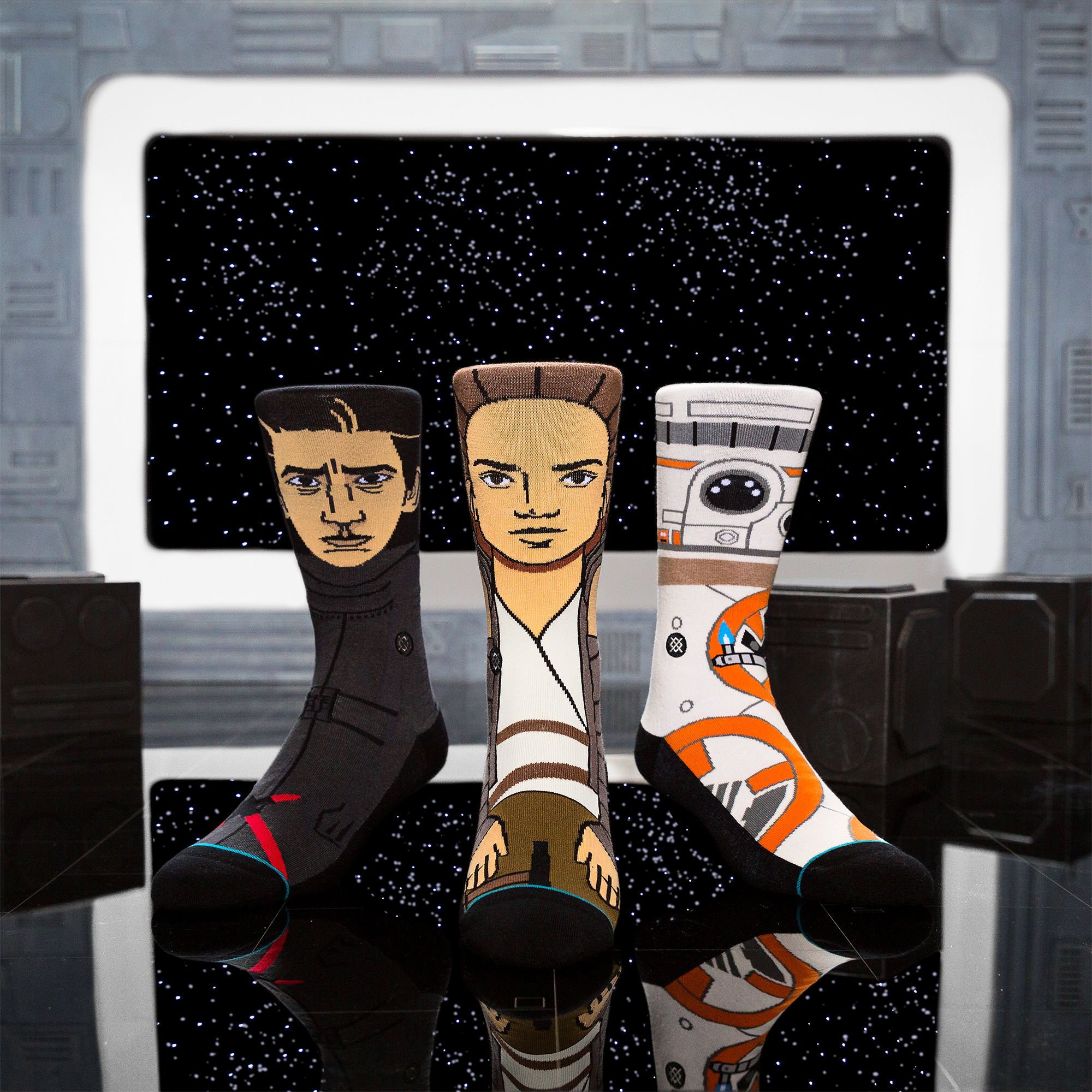 Stance Men's The Force Awakens 3-Pack Black Crew Socks - Large Size for Comfort & Style - Perfect for Running, Gym & Everyday Wear