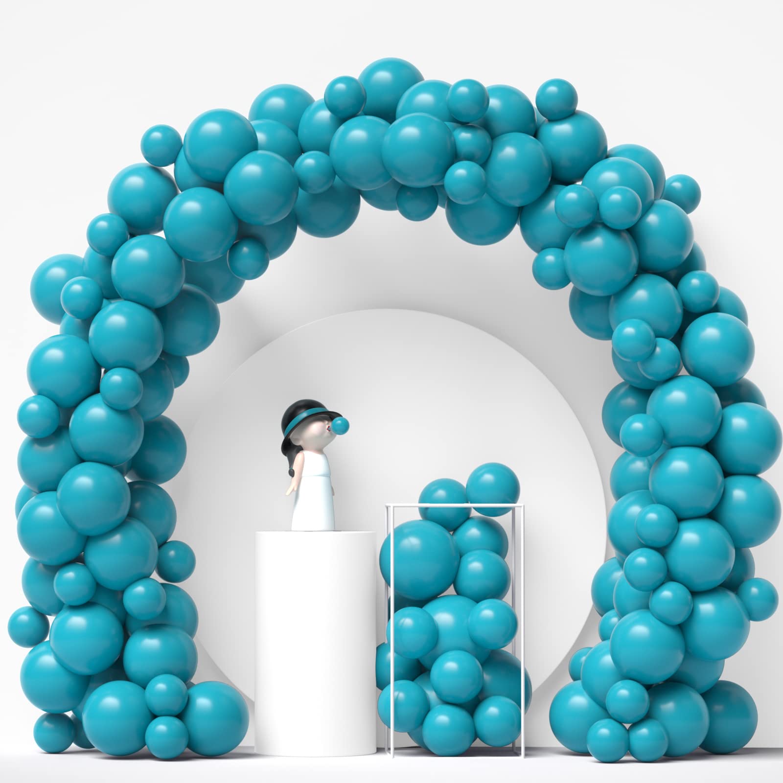 Janinus Turquoise Blue Balloons Garland Arch Kit - 80PCS Peacock Blue Balloons (12Inch & 5Inch) for Baby Shower, Gender Reveal, Wedding & Whale Theme Party Decorations - Perfect for Indoor/Outdoor Celebrations & Photo Backdrops