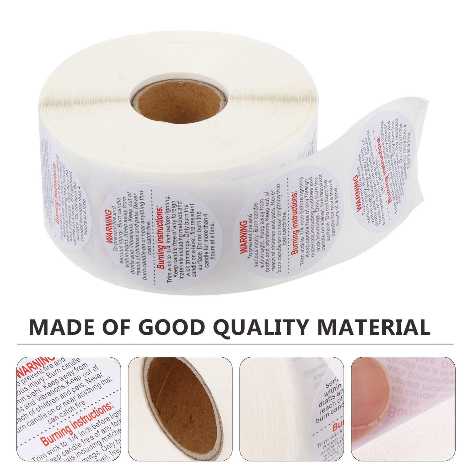 Candle Warning Stickers - Self-Adhesive PVC Round Labels for Candle Jars, Music Boxes & Camera Candles - Burning Instruction Safety Labels - Perfect for DIY Crafts, Wedding Favors & Home Decor