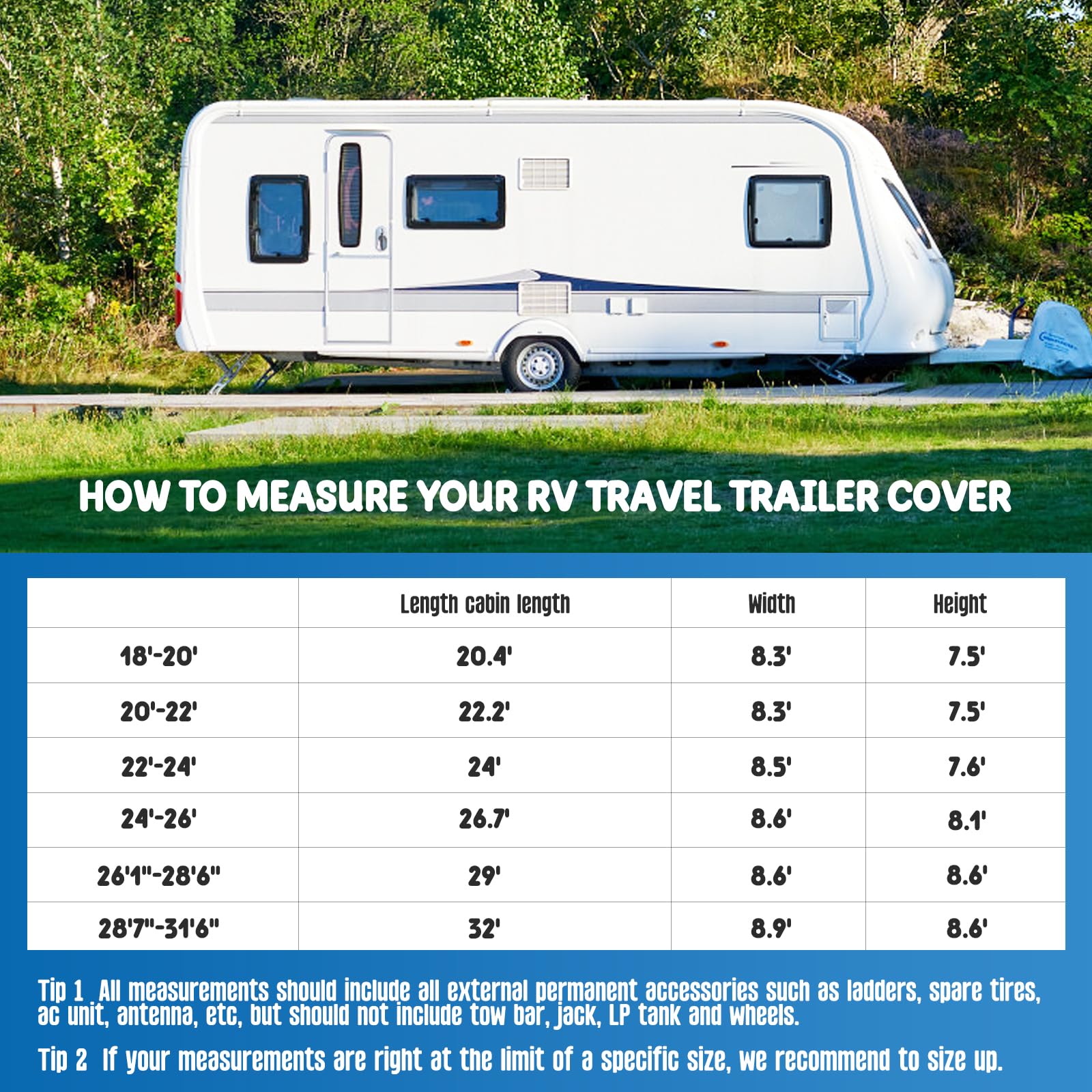 **Heavy-Duty 900D Waterproof RV Cover for Travel Trailers 28'7