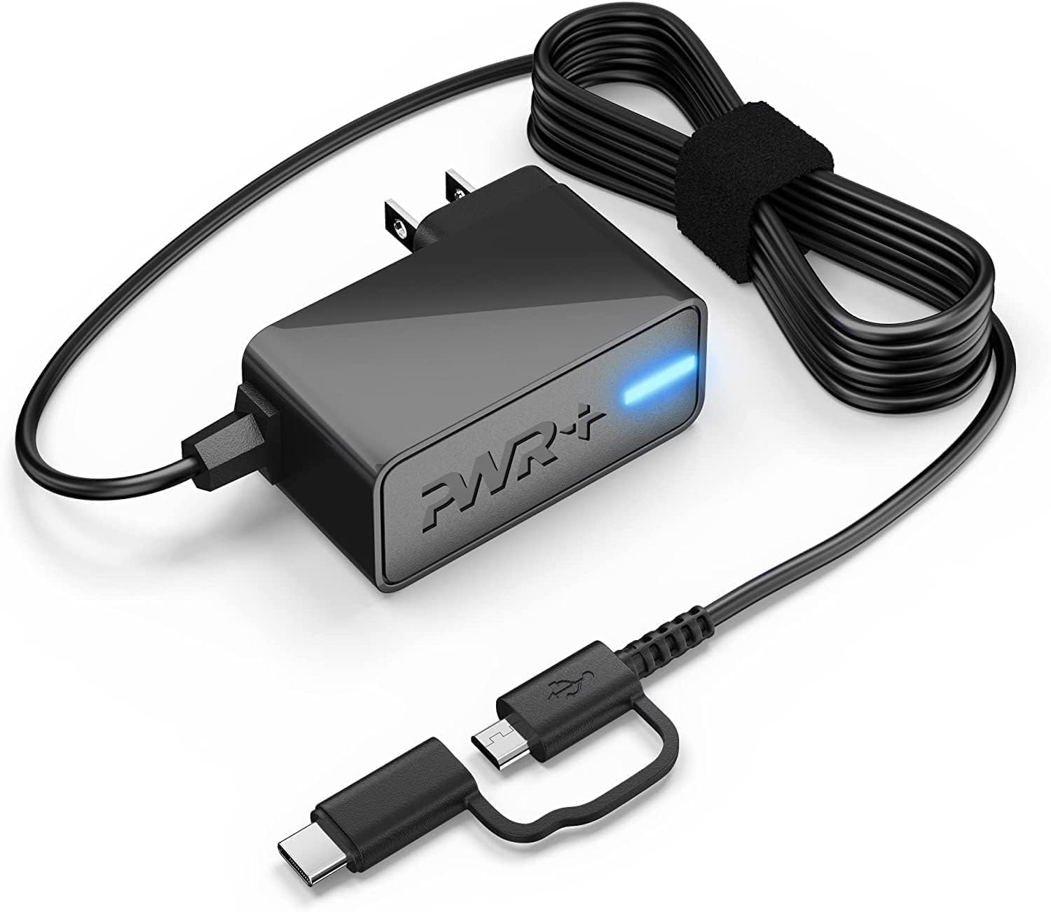 PWR+ Fast Charger for Sony PlayStation DualSense & DualShock 4 Wireless Controller - 10ft Extra Long Cord, UL Certified, PS4/PS5 Gaming Accessories with USB-C & Micro-USB Charging Cable - Perfect for Gaming Sessions, Travel, and Multi-Controller Charging Stations