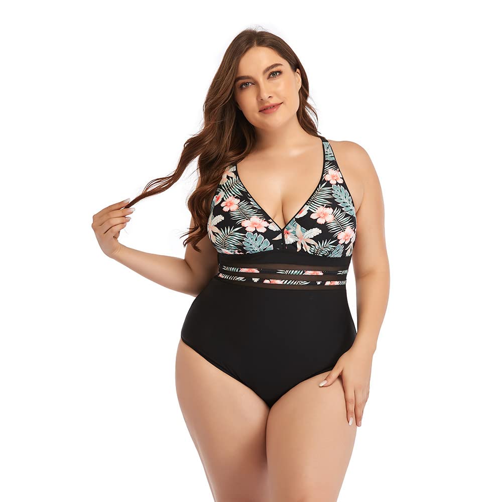 LEICESTERCN Women's Tummy Control One Piece Swimwear - Plus Size Modest Bathing Suit for Swimming, Beach & Vacation
