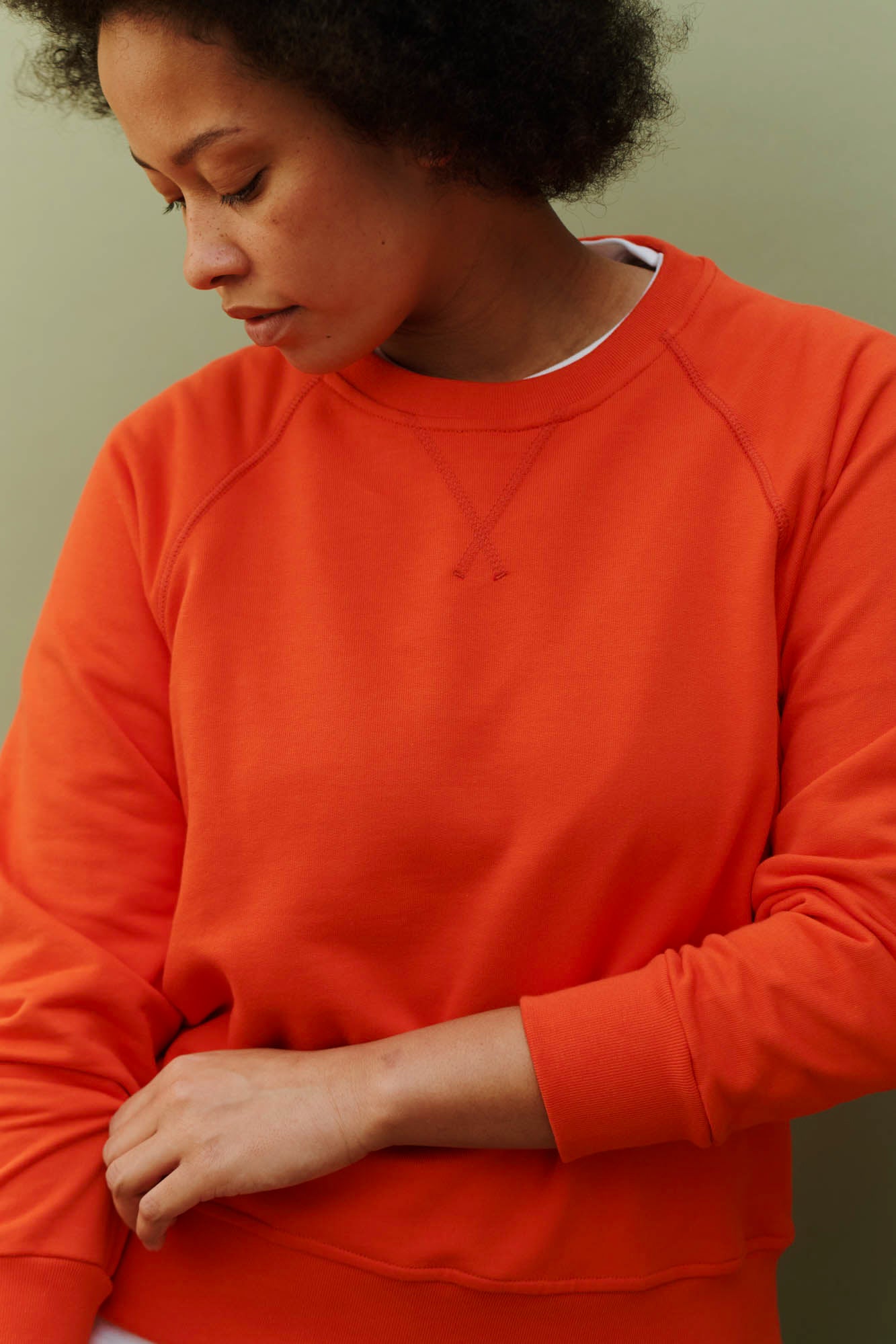 Women's Raglan Sweatshirt - Flame Red Long Sleeve Casual Pullover | Perfect for Fall, Winter & Everyday Wear